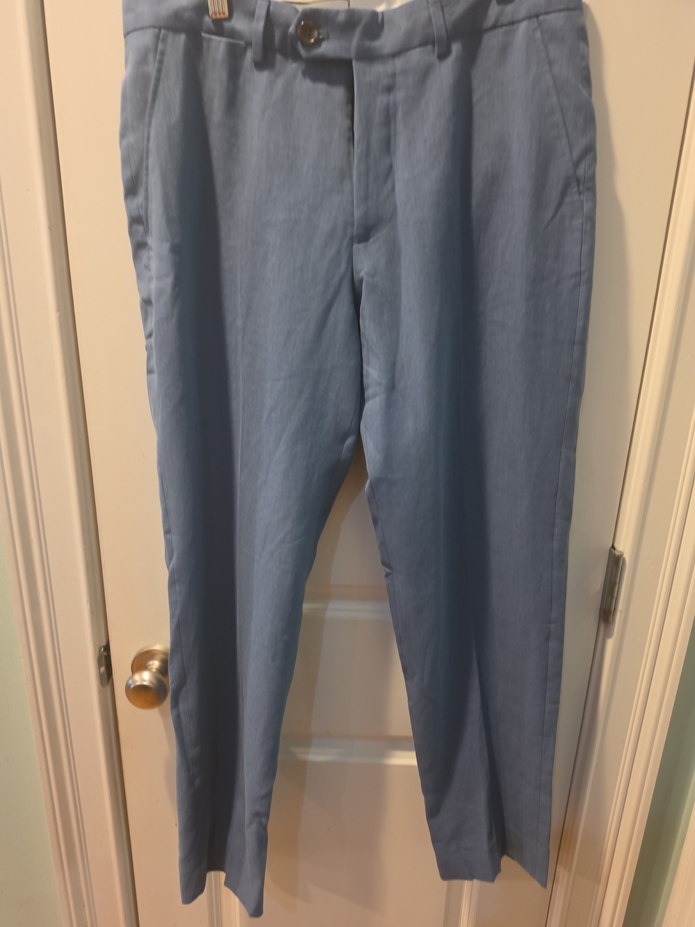 Todd Snyder Men's Light Blue Linen-Blend Dress Pants - Blue and White